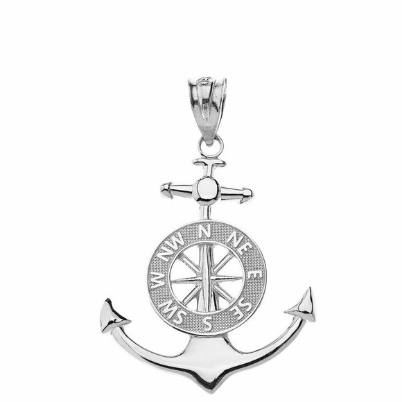 14k Real Gold Mariner's Anchor Compass Pendant